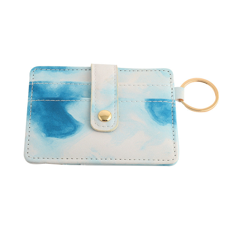 Wholesale PU Cow Pattern Solid Color Card Holder Keychain